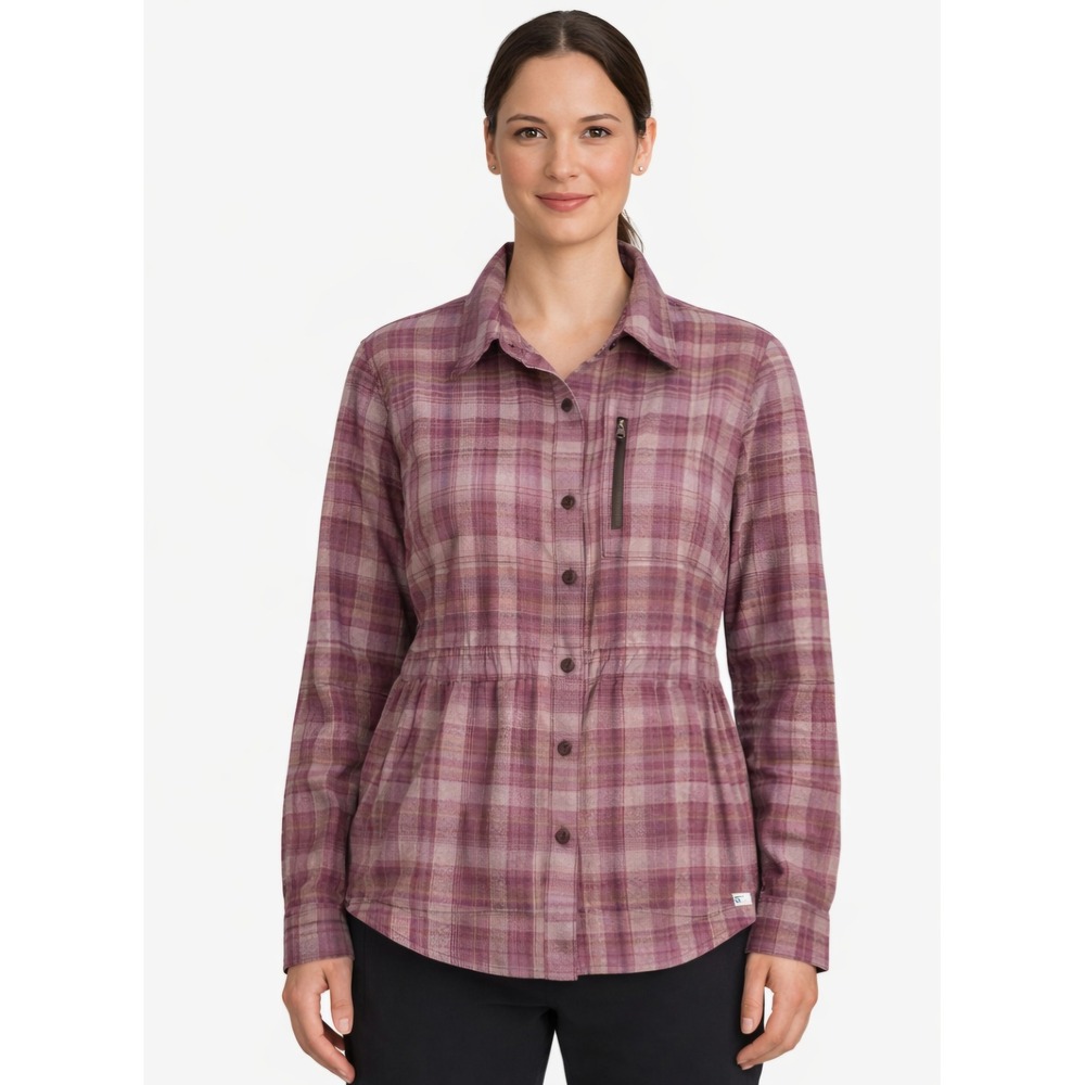 THE NORTH FACE Purple Grey Plaid Button Down Shirt Women's Large CoolVision